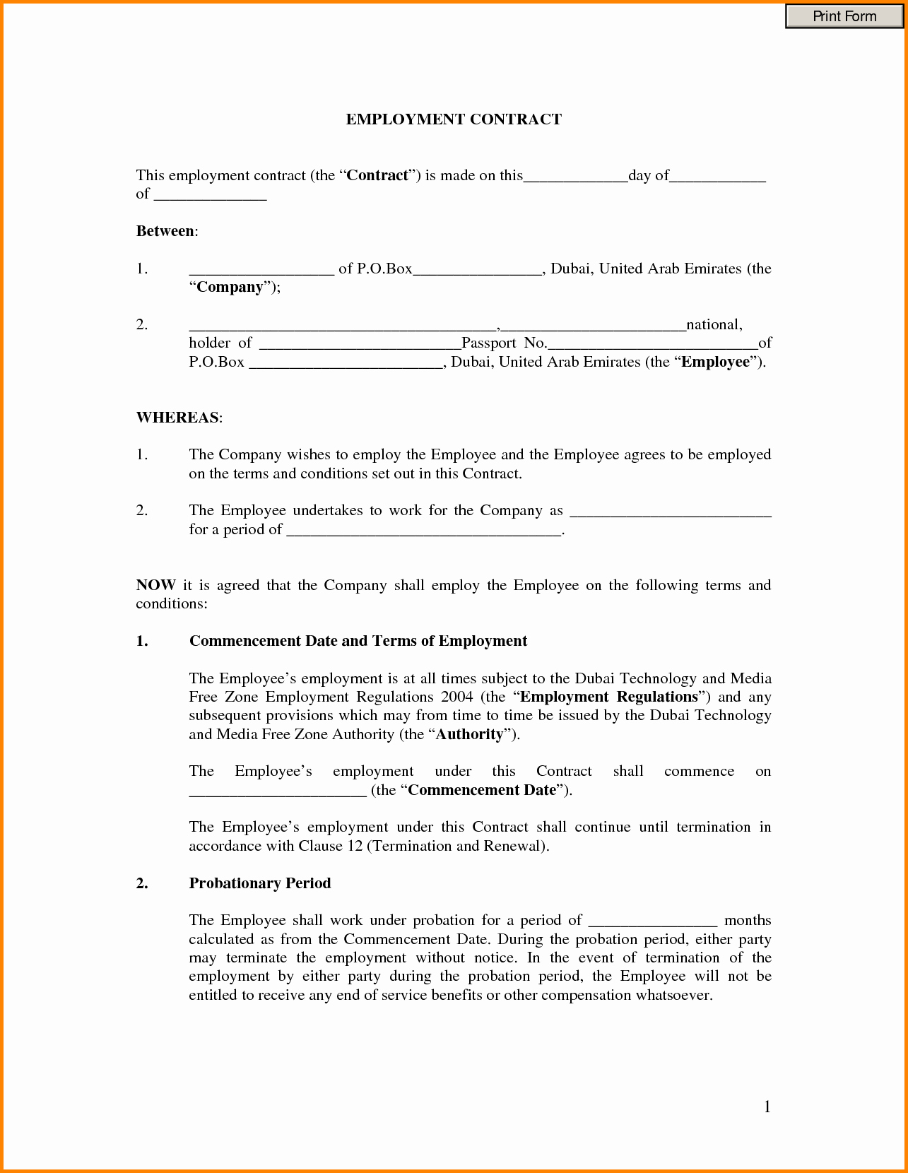 30 Contract for Employment Template Free Sample Employee
