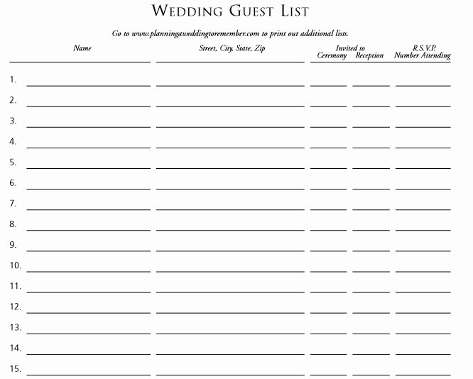 30 Free Wedding Guest List Templates Templatehub