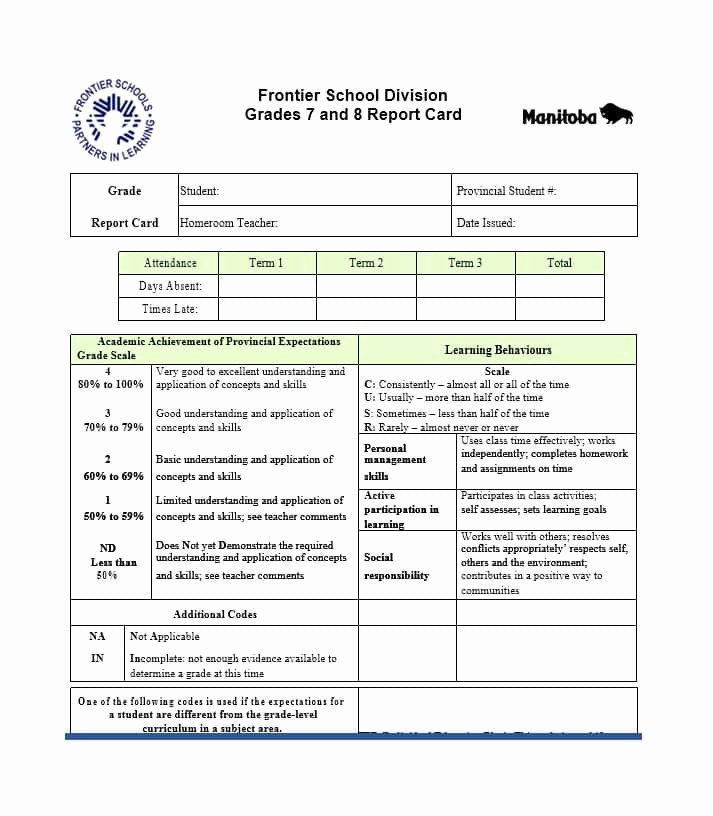 Homeschool Report Card Template Free | Latter Example Template