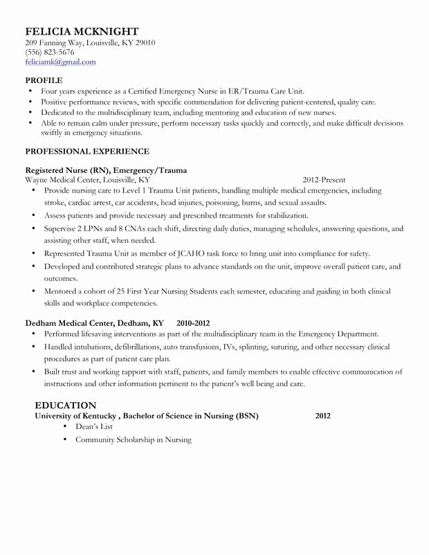 nursing resume sample