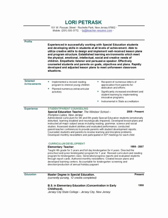 teacher resume templates