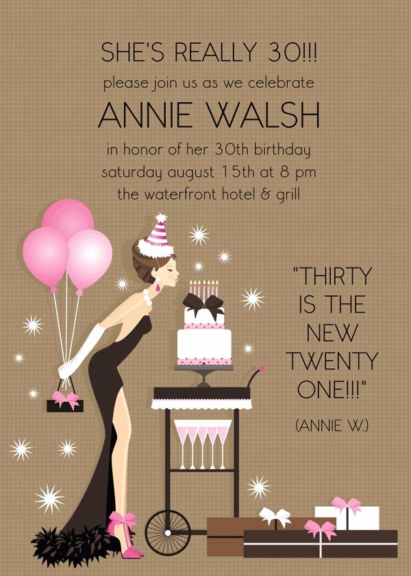 30th Birthday Invitations for Her