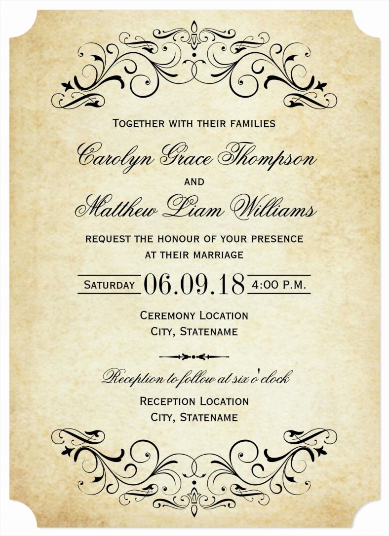 sample elegant wedding invitation