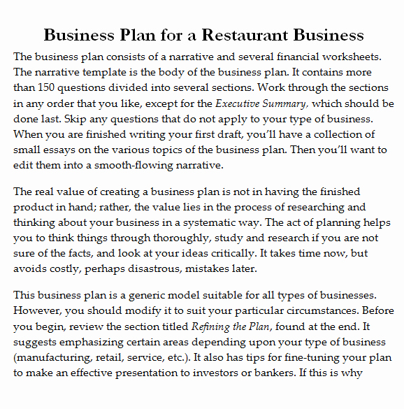32 Free Restaurant Business Plan Templates In Word Excel Pdf