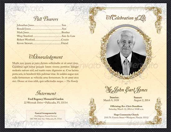 funeral programs templates