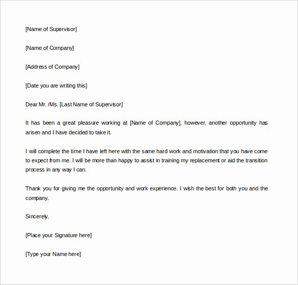 two weeks notice letter