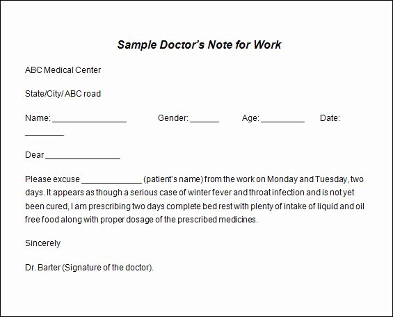 34 Doctors Note Samples – Pdf Word Pages Portable