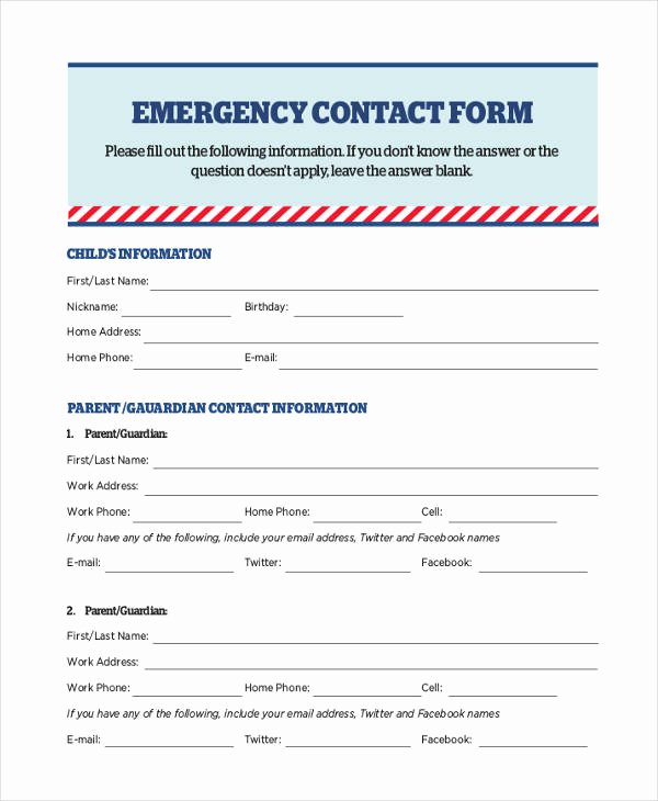 34 Emergency Contact forms