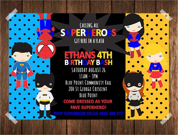 sample superhero birthday invitation