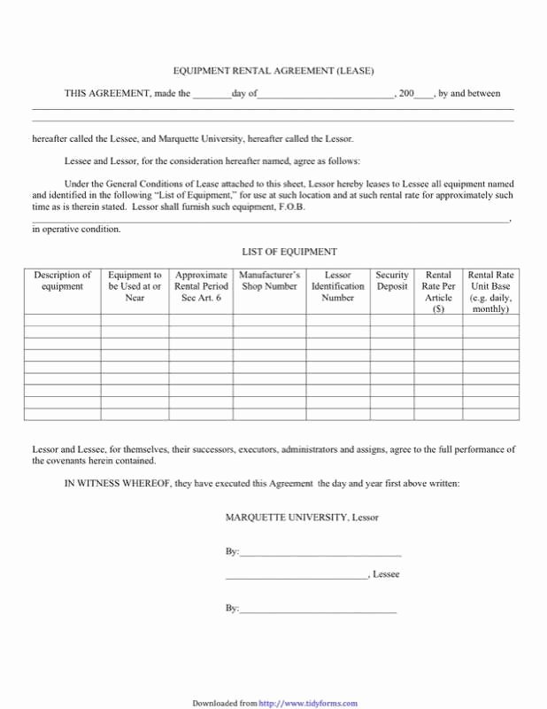 35 Clean Heavy Equipment Rental Agreement forms Free so