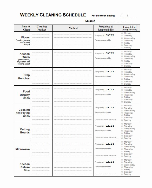 35 Cleaning Schedule Templates Pdf Doc Xls