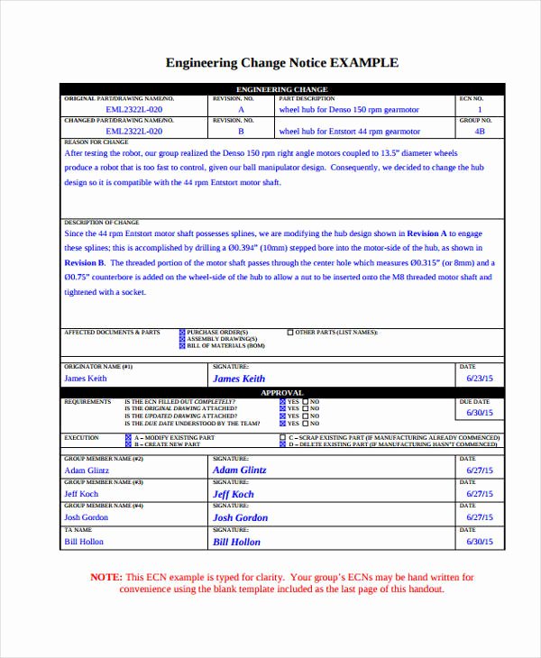 Engineering Change Order Form Examples