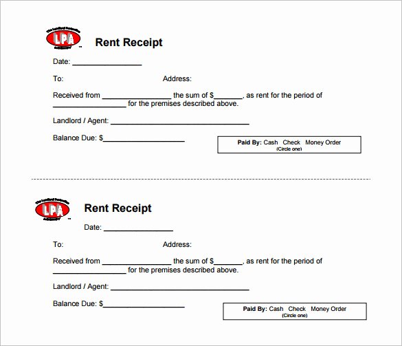 rental receipt template