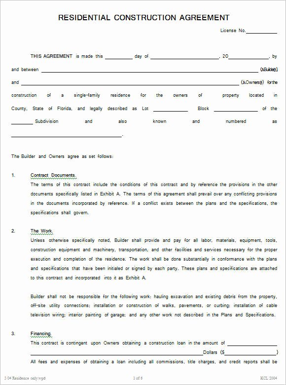 35 Residential Construction Contract Template Perfection