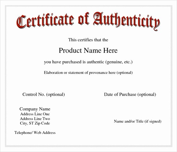 36 Sample Certificate Of Authenticity Templates