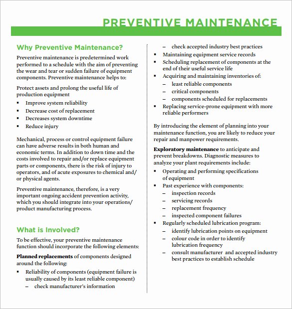 37 Preventive Maintenance Schedule Templates Word