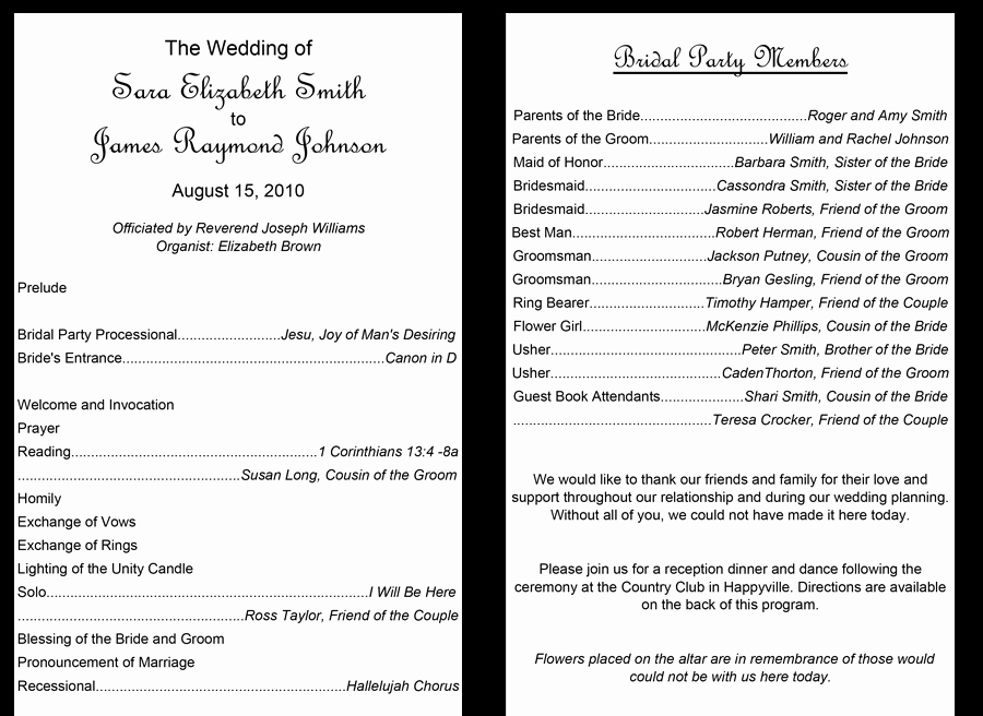 37 Printable Wedding Program Examples &amp; Templates