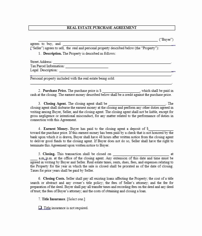 37 Simple Purchase Agreement Templates [real Estate Business]
