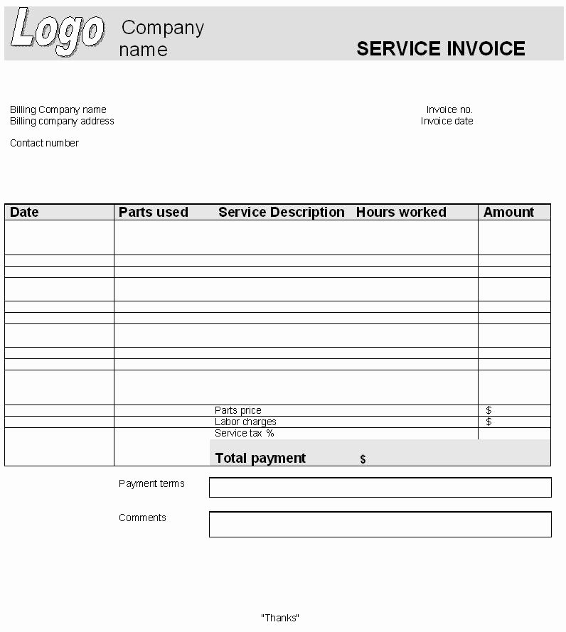 39 Best Templates Of Service Billing Invoice Examples