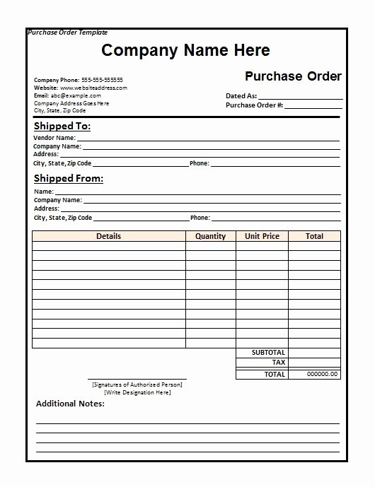 purchase order templates