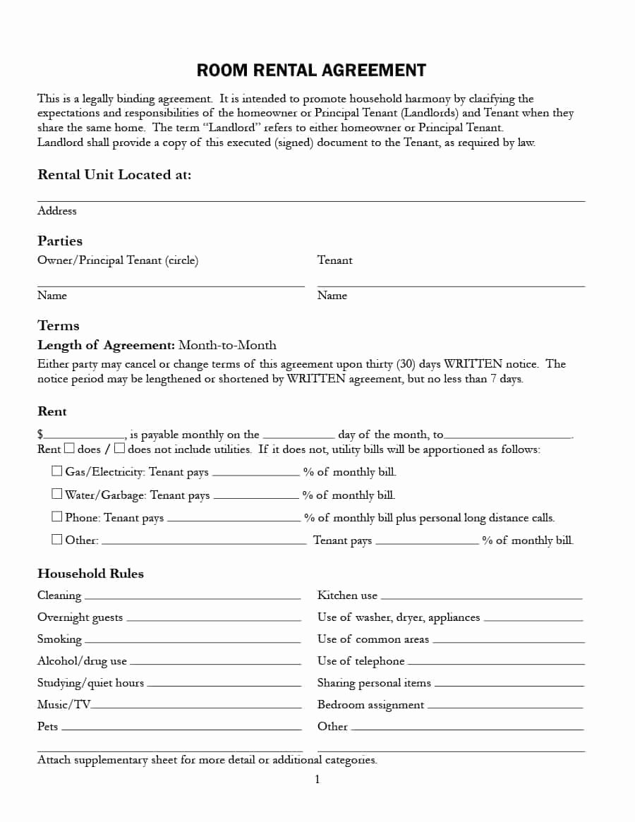 room rental agreement