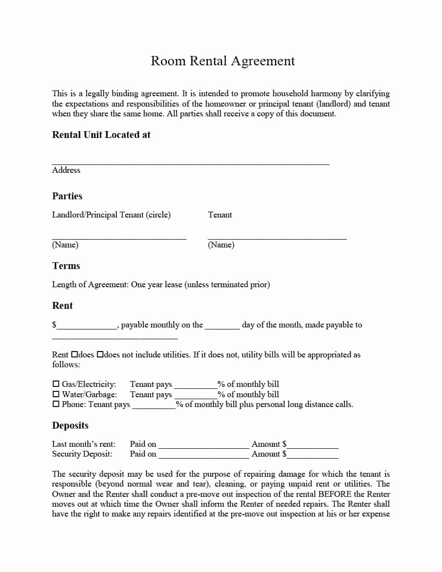 39 Simple Room Rental Agreement Templates Template Archive