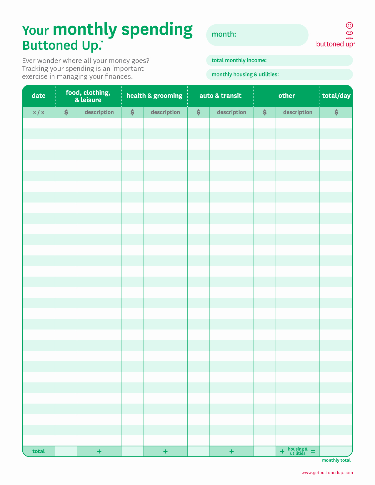 post free printable blank bud spreadsheet 8396