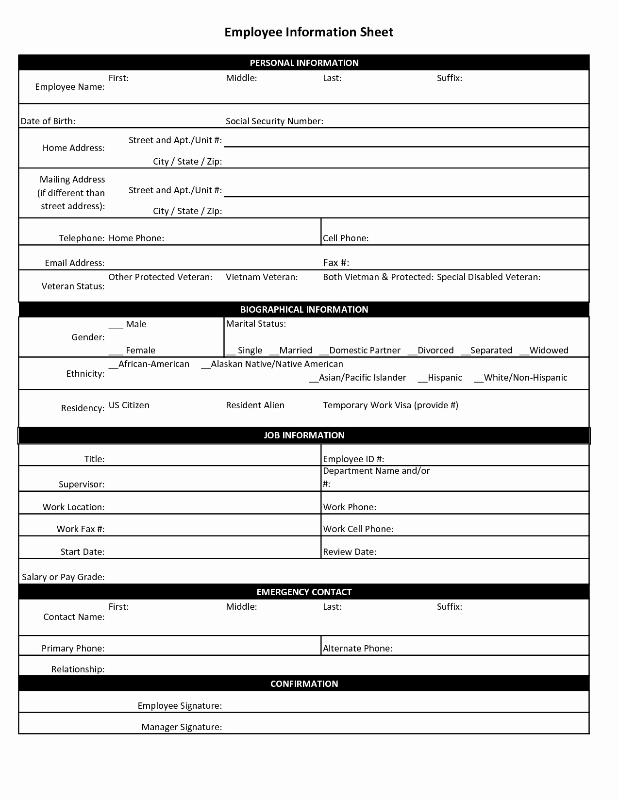 4 Best Of Free Printable Personal Information Sheet