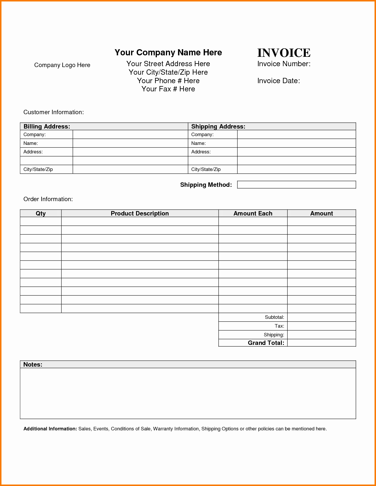 4 Blank Invoice Template