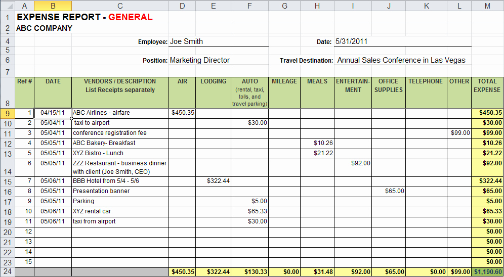 4 Business Expense Tracker Templates Excel Xlts