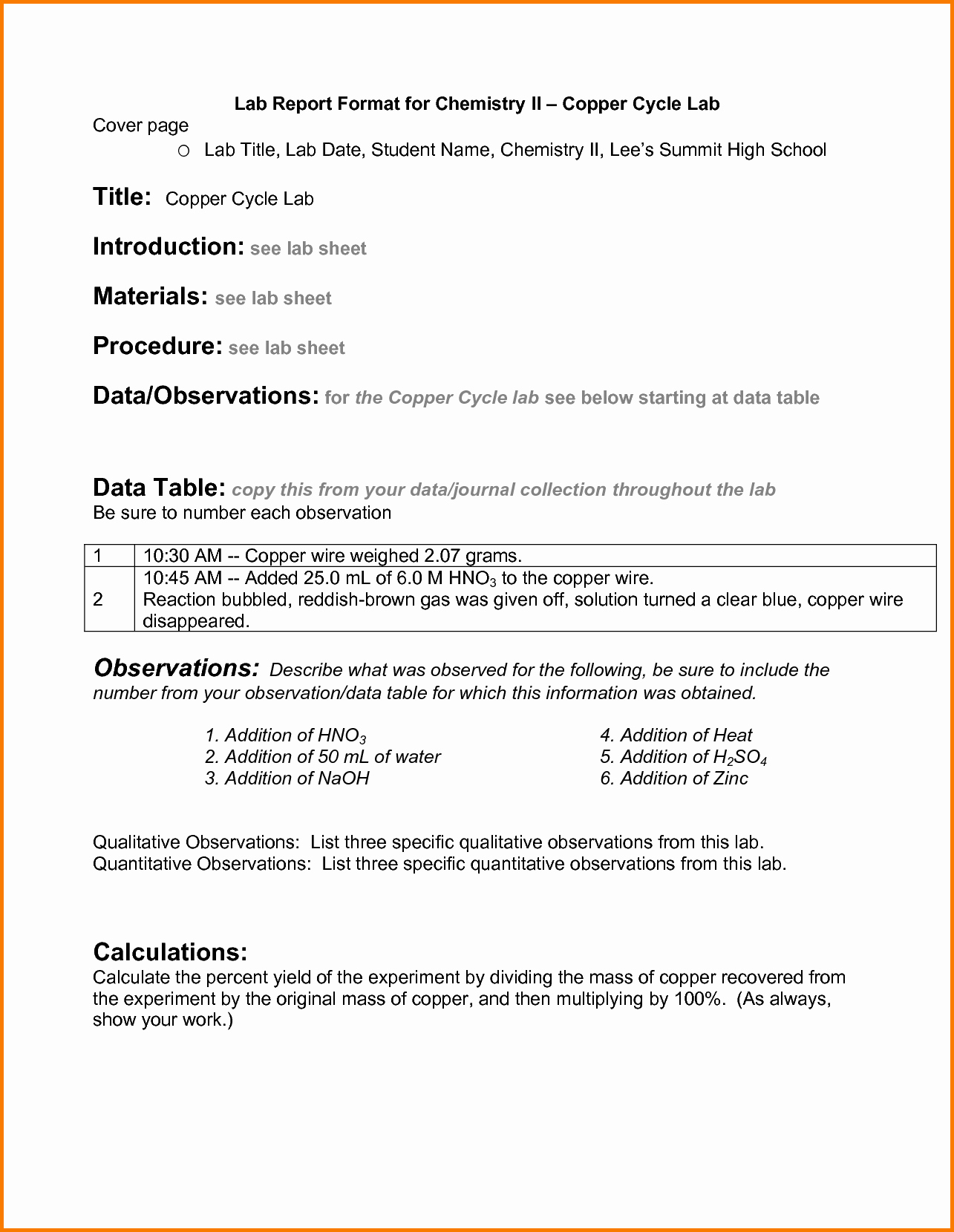 4 Chemistry Lab Report Template