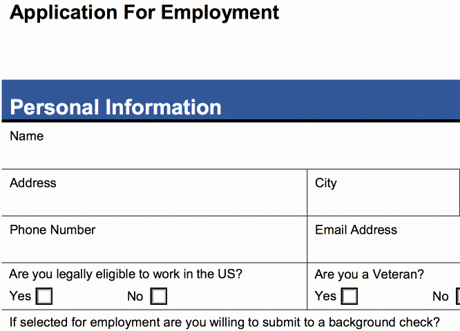4 Customizable Employee Job Application forms Pdf Word