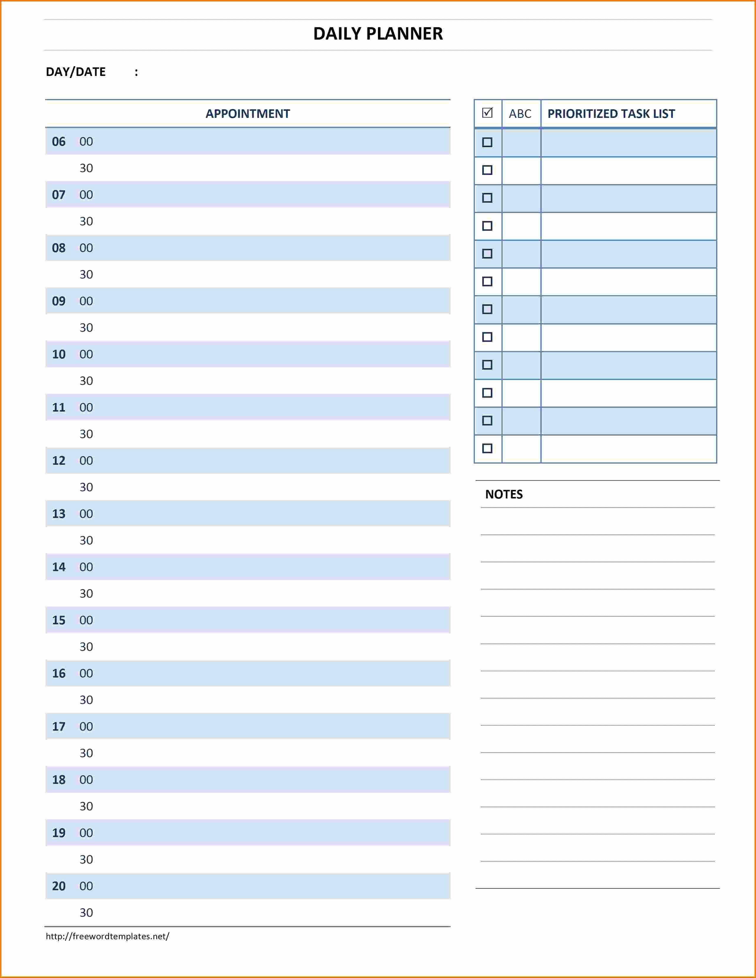 4 Daily Schedule Template