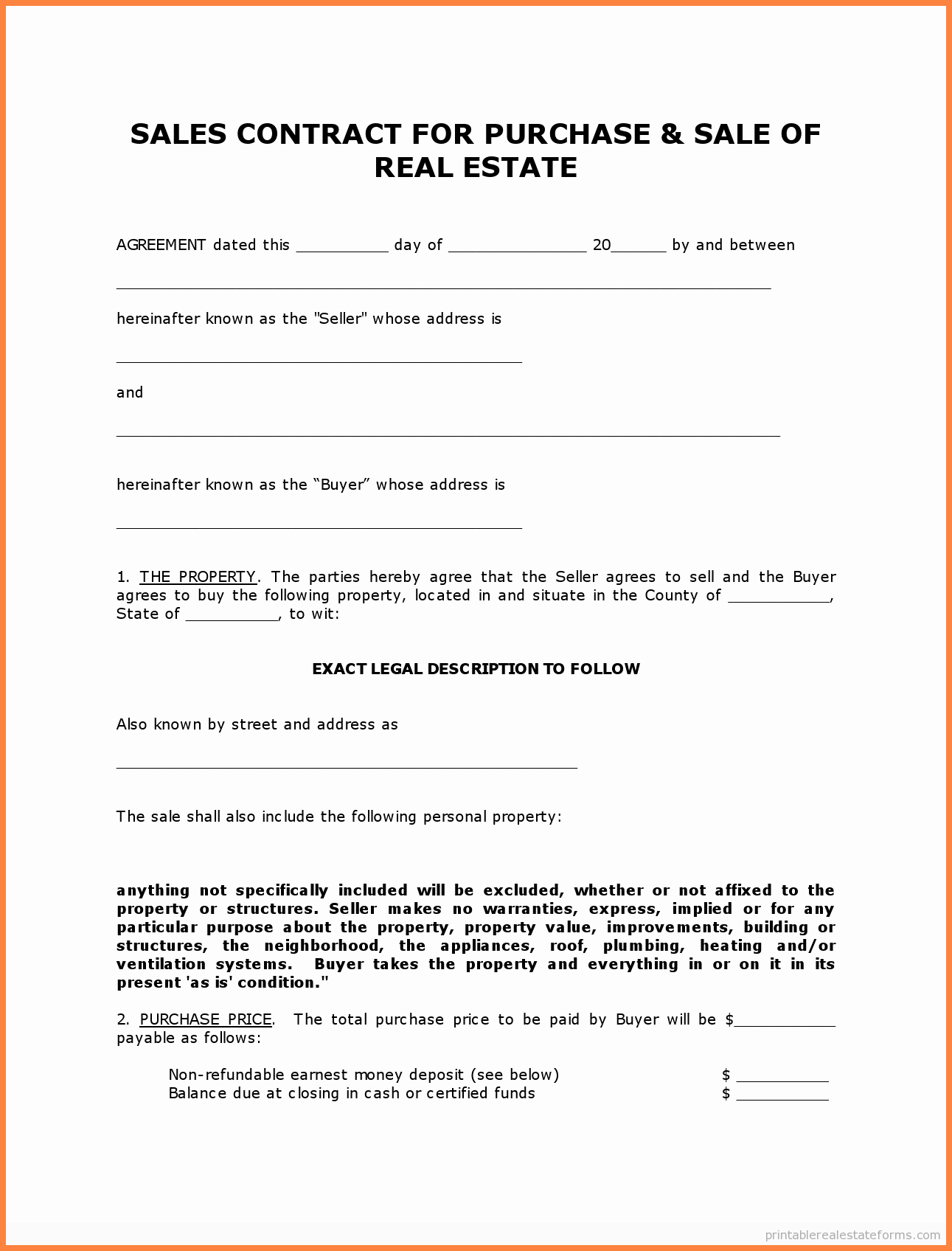 4 for Sale by Owner Purchase Agreement form