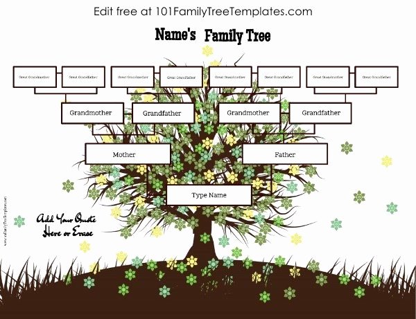 4 Generation Family Tree Template Free to Customize &amp; Print