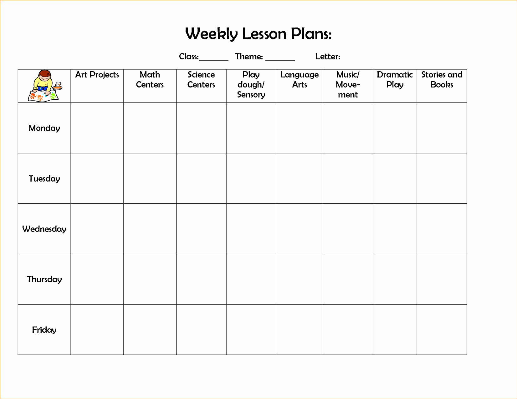 4 Preschool Weekly Lesson Plan Templatereport Template