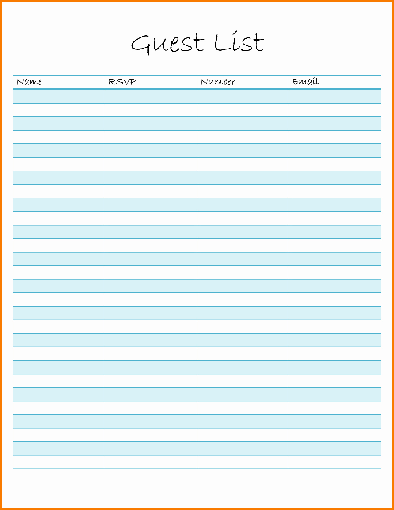 4 Printable Wedding Guest List Template