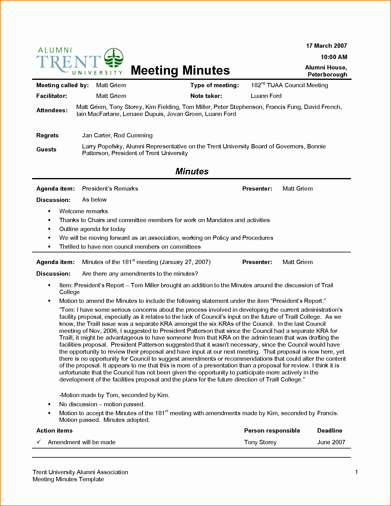 4 Sample Meeting Minutes Template