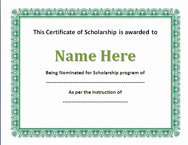 4 Scholarship Award Certificate