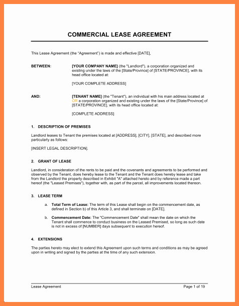 4 Simple Mercial Lease Agreement Template