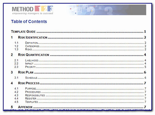 4 Word Table Of Contents Template
