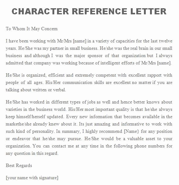 40 Awesome Personal Character Reference Letter