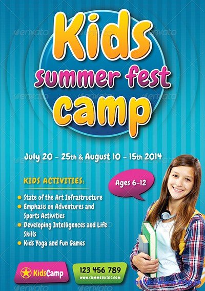 40 Best Kids Summer Camp Flyer Print Templates 2016