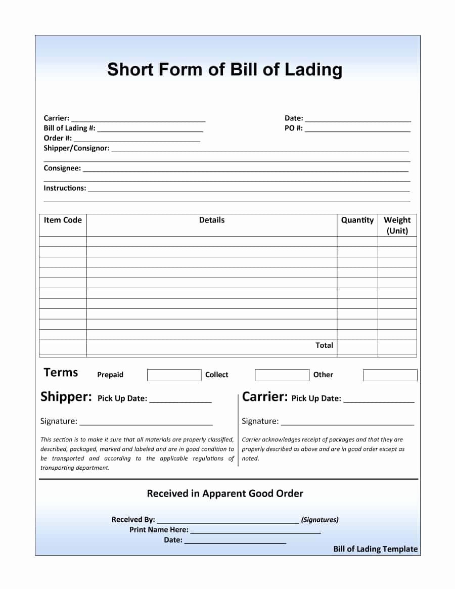 40 Free Bill Of Lading forms &amp; Templates Template Lab