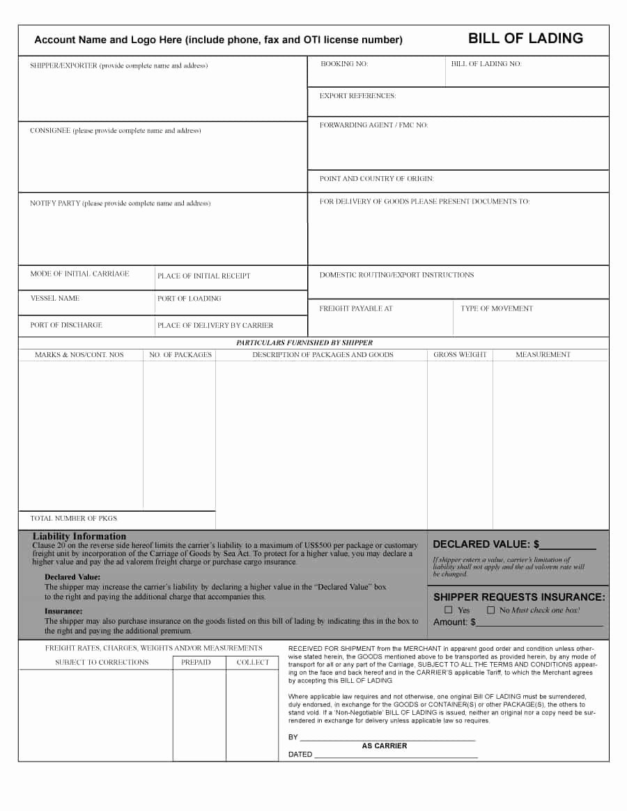 40 Free Bill Of Lading forms &amp; Templates Template Lab