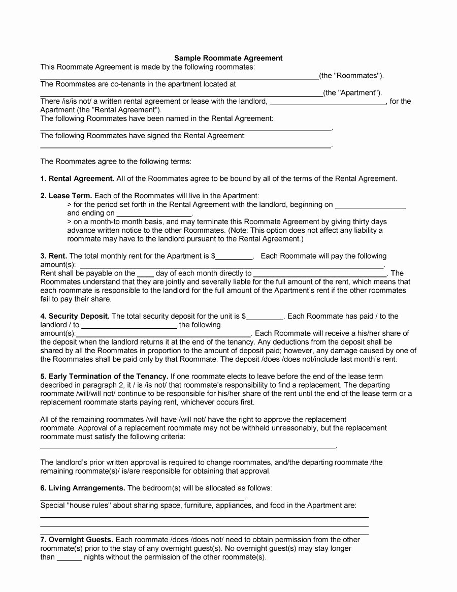40 Free Roommate Agreement Templates &amp; forms Word Pdf