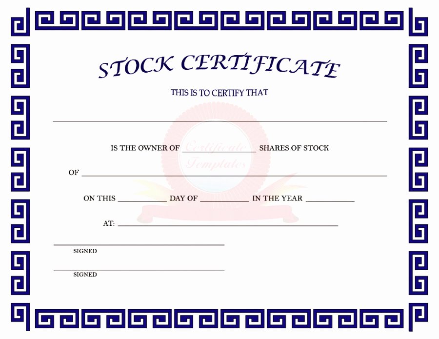 stock certificate templates