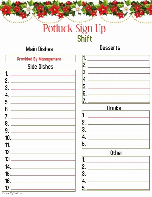 40 Lovely Christmas Potluck Signup Sheet Template
