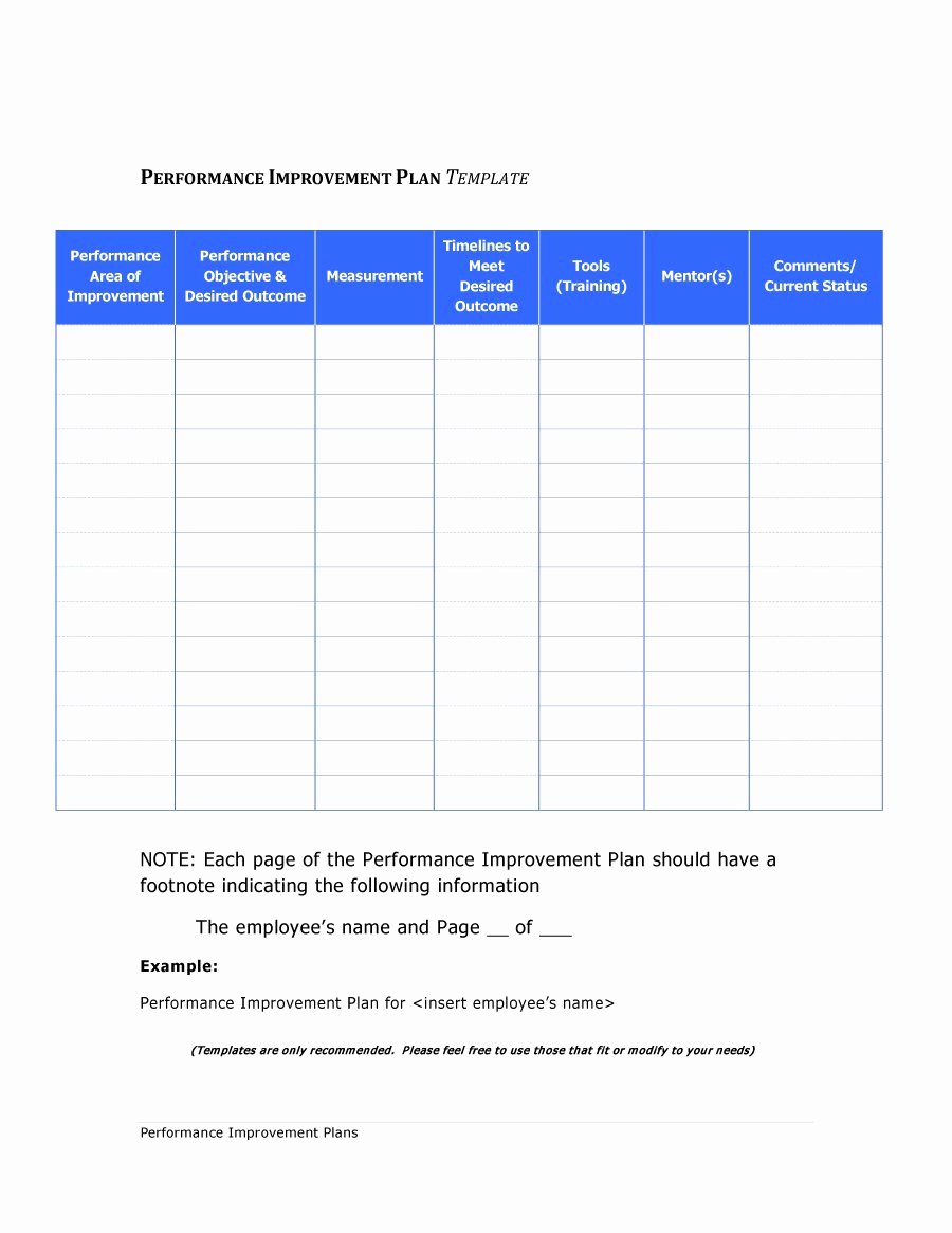 performance improvement plan