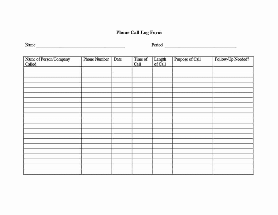 40 Printable Call Log Templates In Microsoft Word and Excel